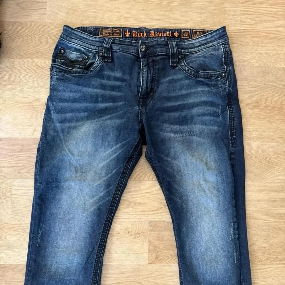 Rockrevival Men's Blue and Navy Jeans